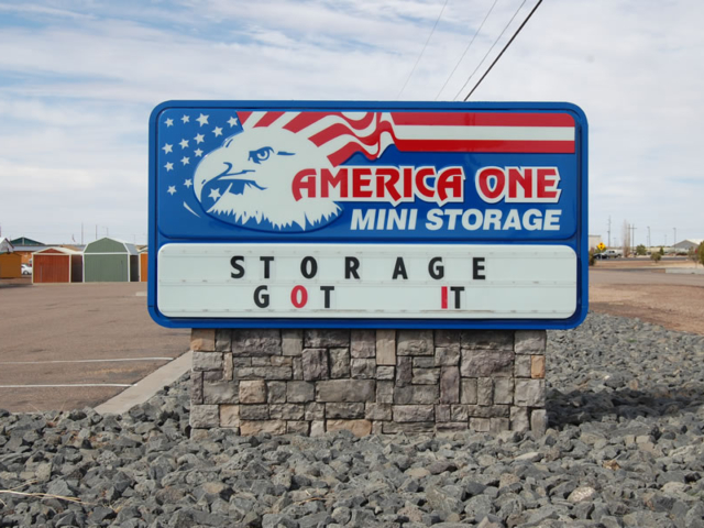America One Mini Storage Highway Sign