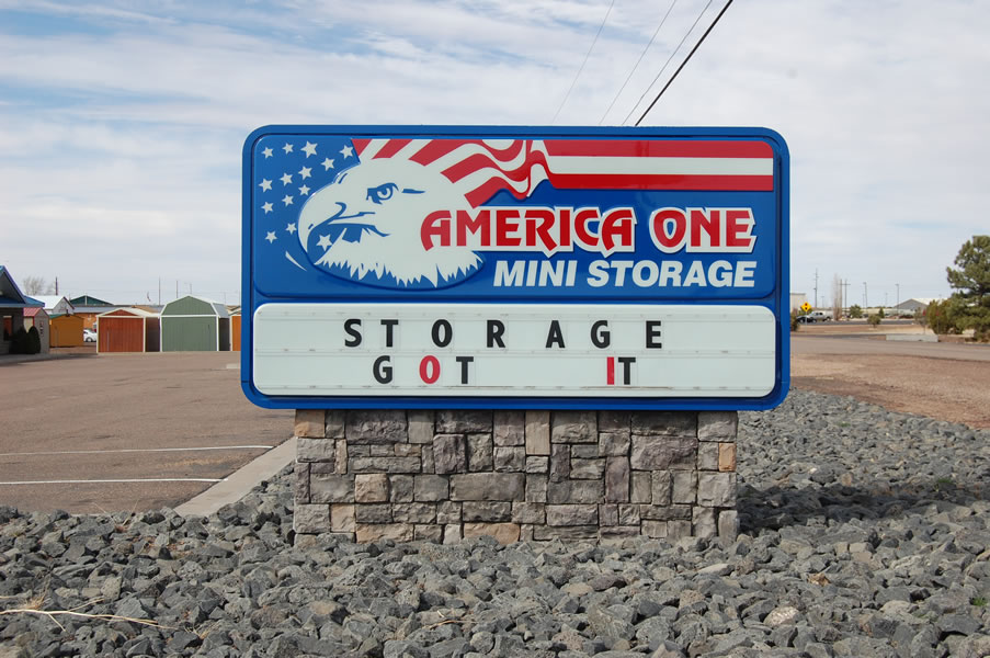 America One Mini Storage Highway Sign